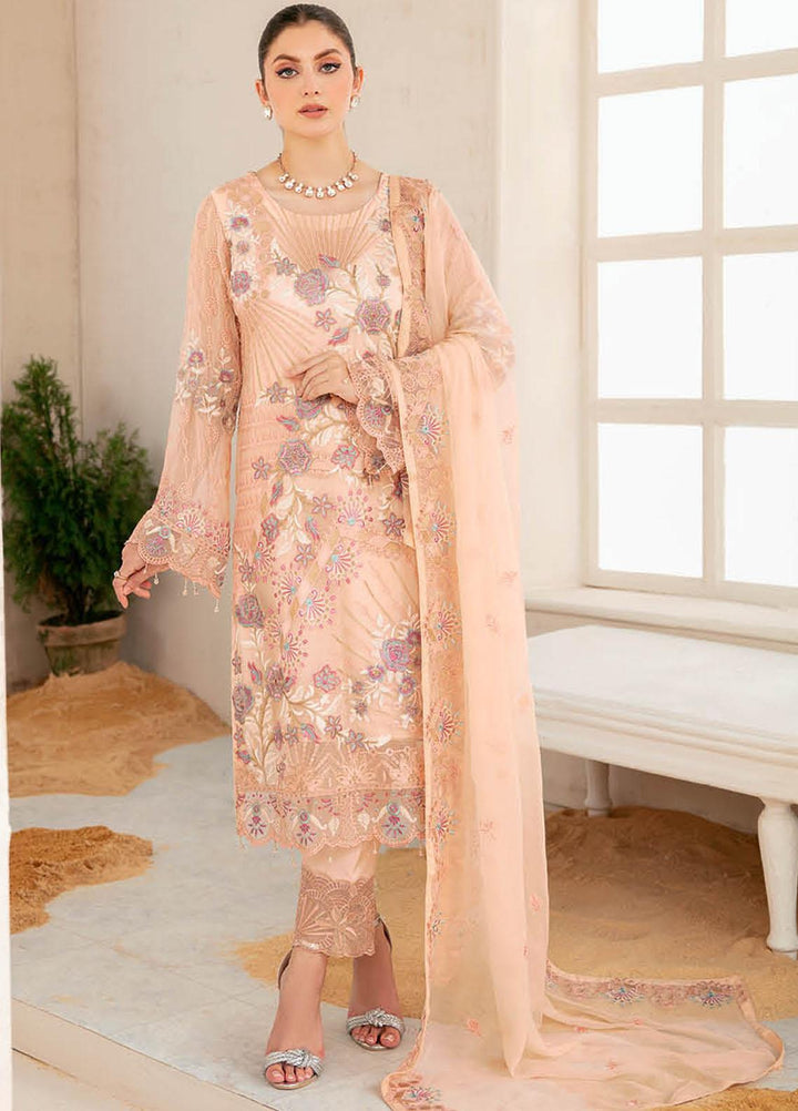 Ramsha Embroidered Chiffon Suits Unstitched 3 Piece RSH22C F-2202 - Luxury Collection