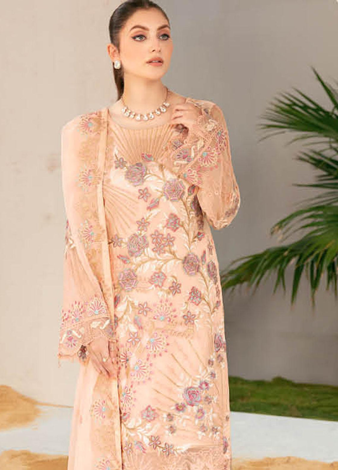 Ramsha Embroidered Chiffon Suits Unstitched 3 Piece RSH22C F-2202 - Luxury Collection