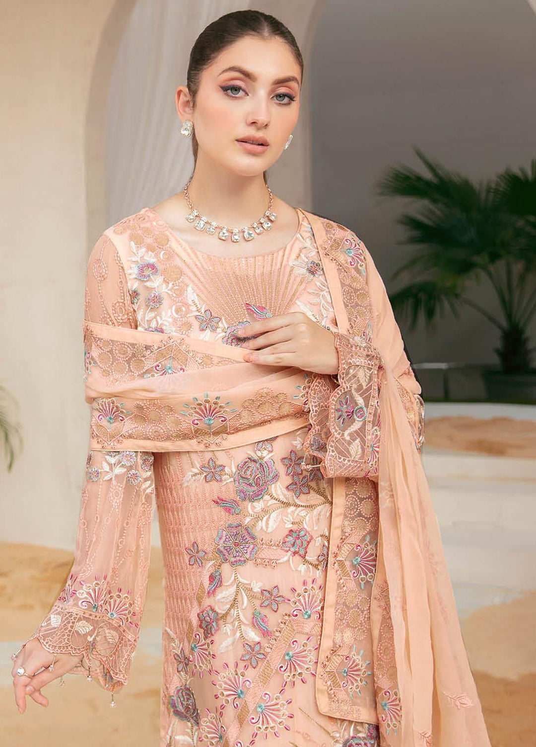 Ramsha Embroidered Chiffon Suits Unstitched 3 Piece RSH22C F-2202 - Luxury Collection