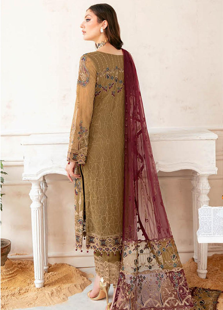 Ramsha Embroidered Chiffon Suits Unstitched 3 Piece RSH22C F-2203 - Luxury Collection