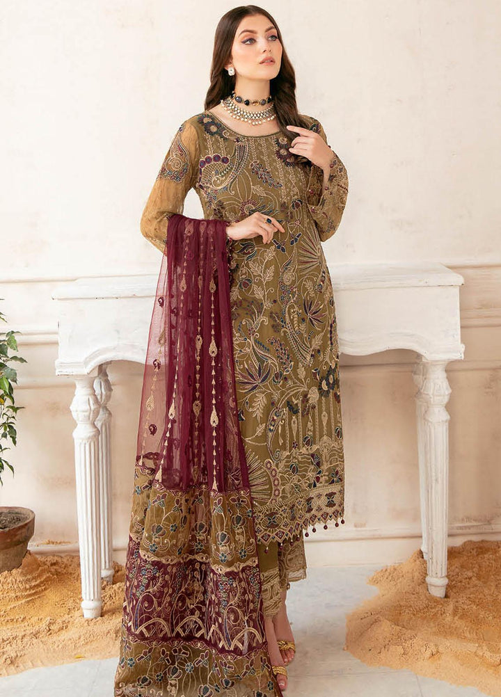 Ramsha Embroidered Chiffon Suits Unstitched 3 Piece RSH22C F-2203 - Luxury Collection