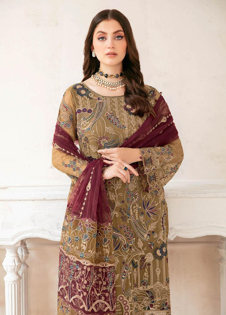 Ramsha Embroidered Chiffon Suits Unstitched 3 Piece RSH22C F-2203 - Luxury Collection