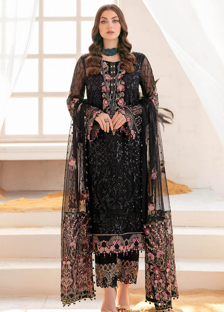 Ramsha Embroidered Chiffon Suits Unstitched 3 Piece RSH22C F-2204 - Luxury Collection