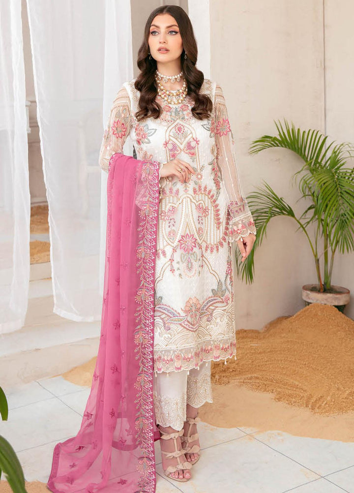 Ramsha Embroidered Chiffon Suits Unstitched 3 Piece RSH22C F-2205 - Luxury Collection