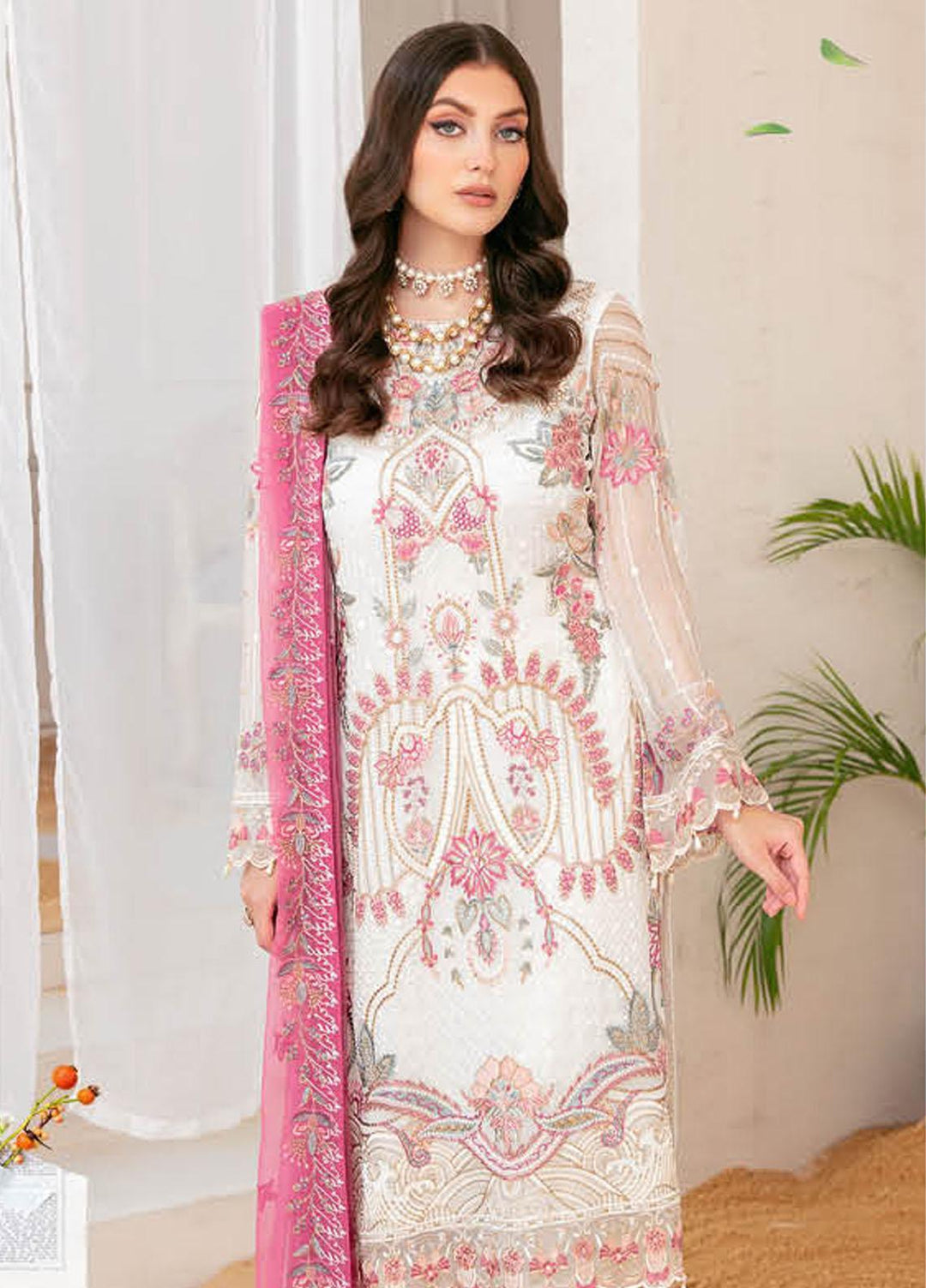 Ramsha Embroidered Chiffon Suits Unstitched 3 Piece RSH22C F-2205 - Luxury Collection