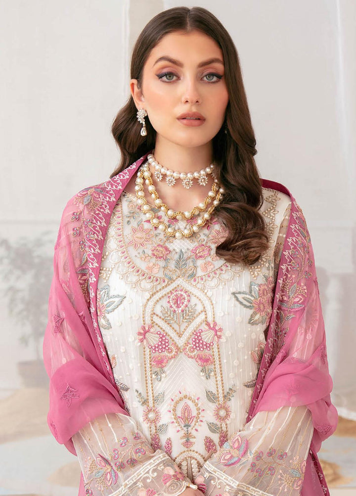 Ramsha Embroidered Chiffon Suits Unstitched 3 Piece RSH22C F-2205 - Luxury Collection