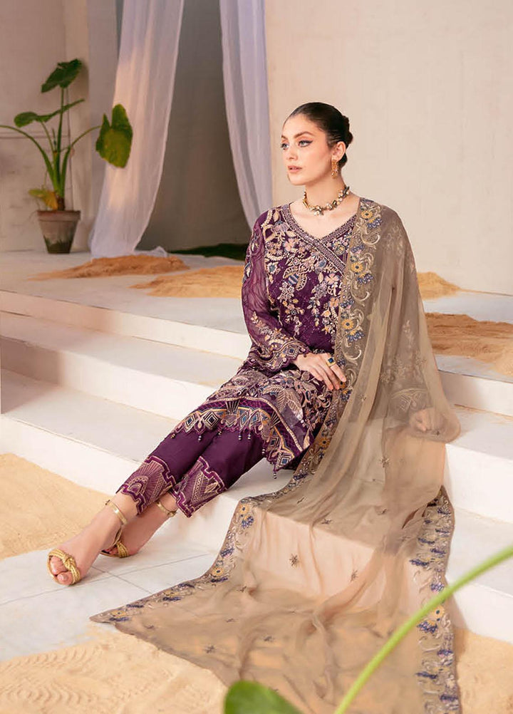 Ramsha Embroidered Chiffon Suits Unstitched 3 Piece RSH22C F-2206 - Luxury Collection