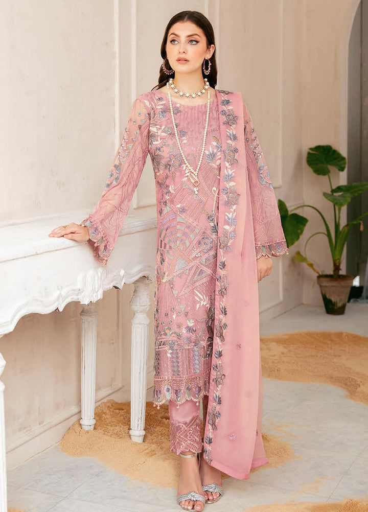 Ramsha Embroidered Chiffon Suits Unstitched 3 Piece RSH22C F-2207 - Luxury Collection