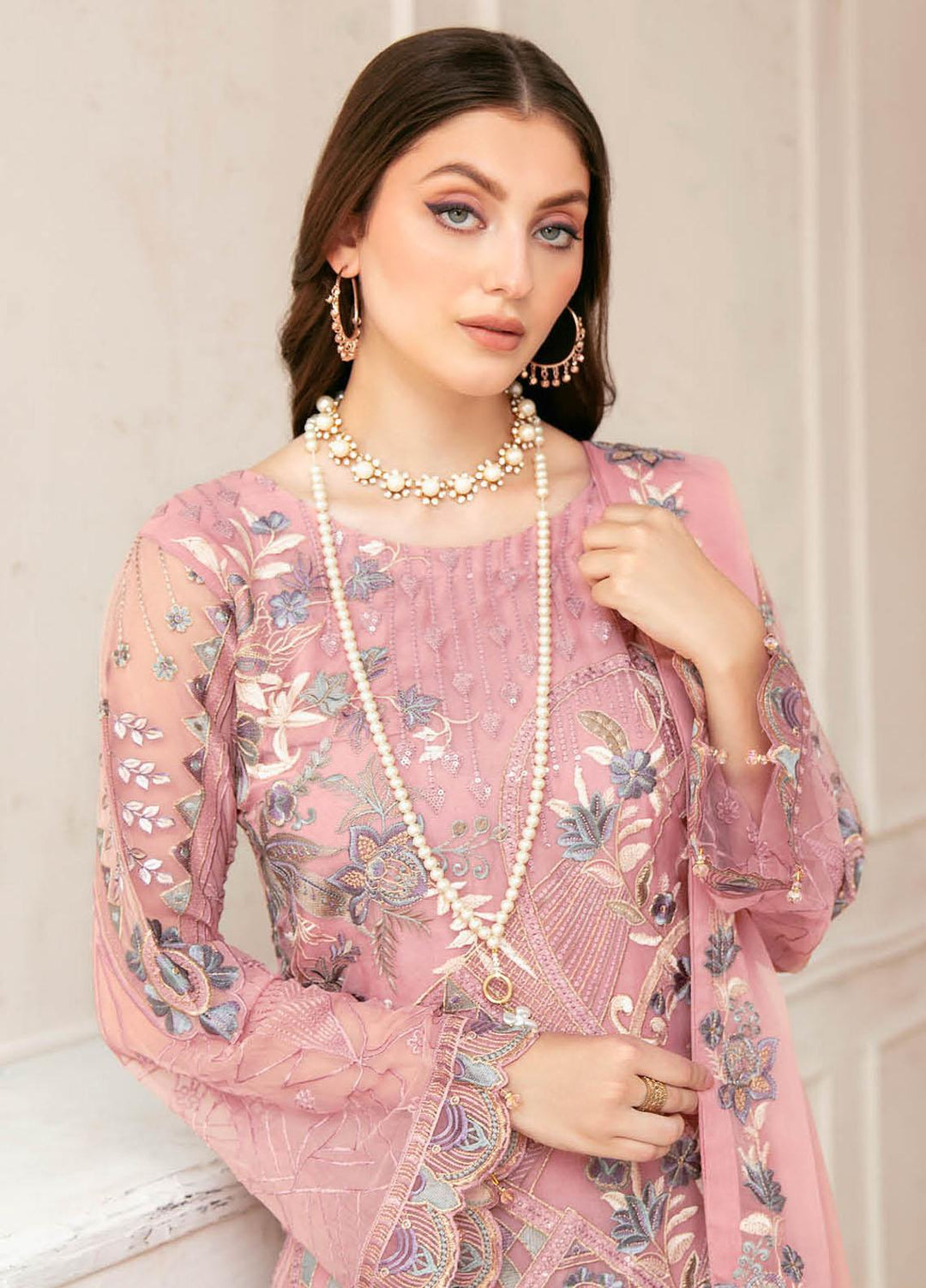 Ramsha Embroidered Chiffon Suits Unstitched 3 Piece RSH22C F-2207 - Luxury Collection
