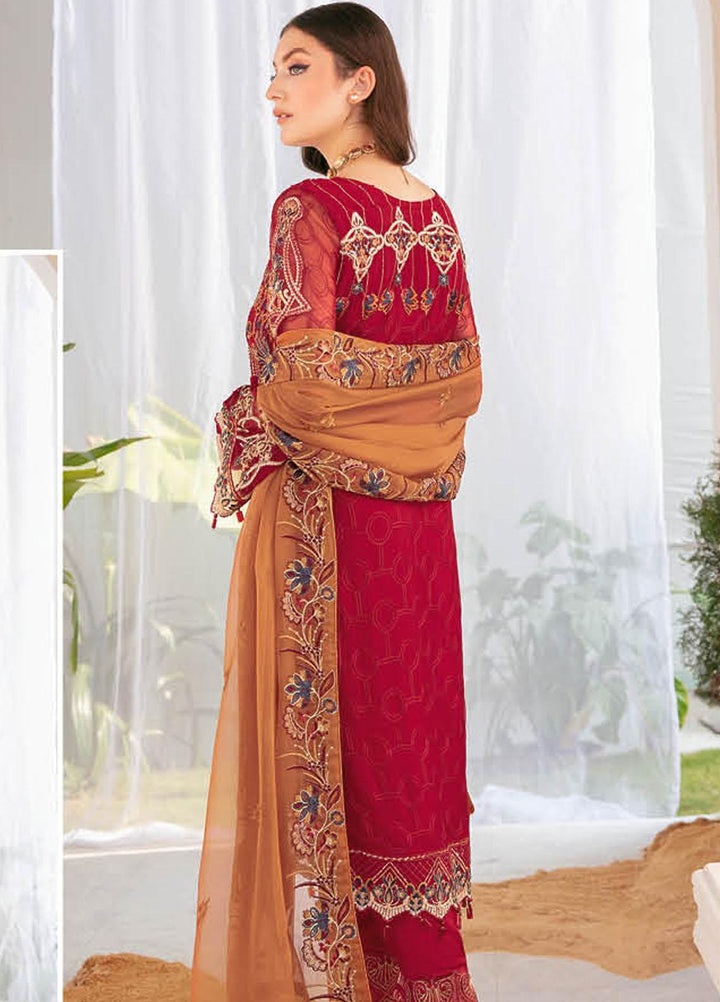 Ramsha Embroidered Chiffon Suits Unstitched 3 Piece RSH22C F-2208 - Luxury Collection