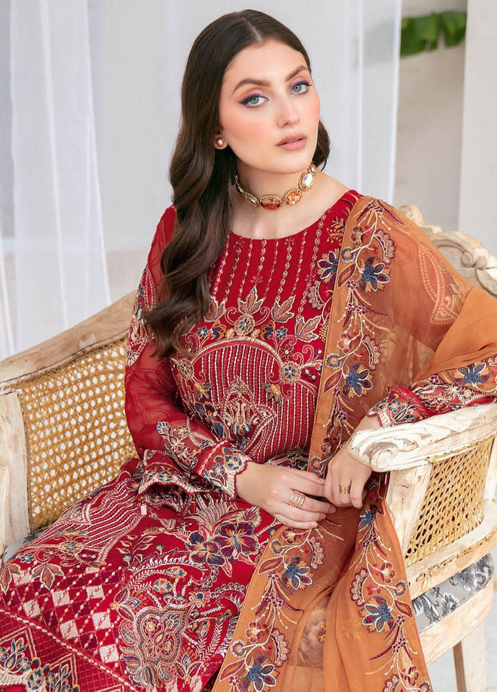 Ramsha Embroidered Chiffon Suits Unstitched 3 Piece RSH22C F-2208 - Luxury Collection