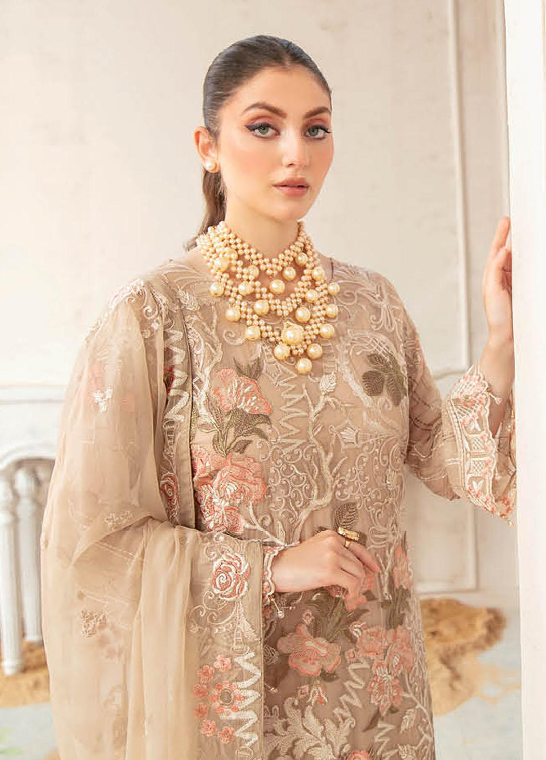 Ramsha Embroidered Chiffon Suits Unstitched 3 Piece RSH22C F-2209 - Luxury Collection