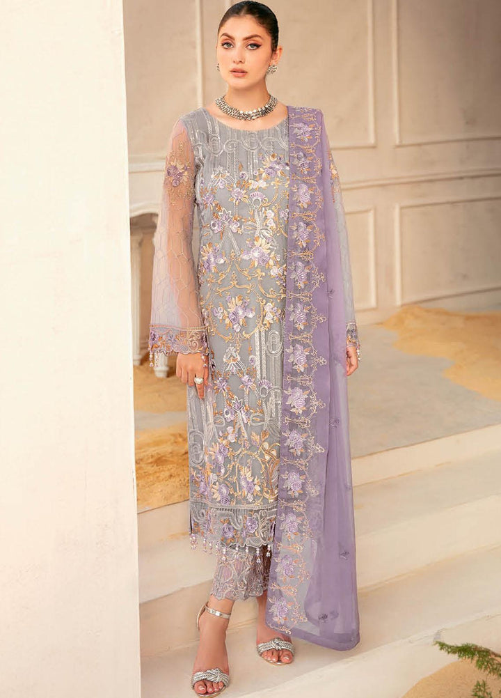 Ramsha Embroidered Chiffon Suits Unstitched 3 Piece RSH22C F-2210 - Luxury Collection