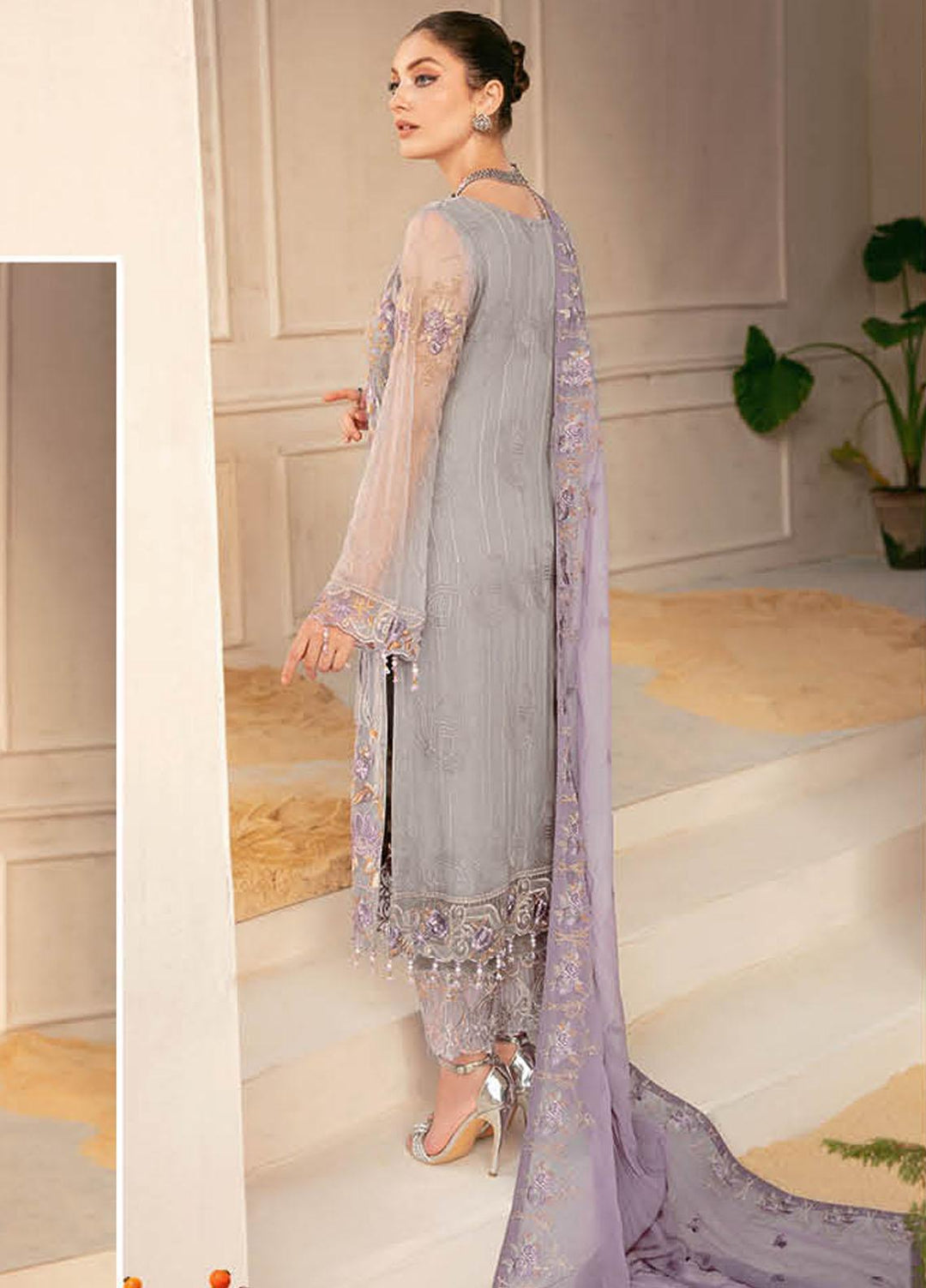 Ramsha Embroidered Chiffon Suits Unstitched 3 Piece RSH22C F-2210 - Luxury Collection