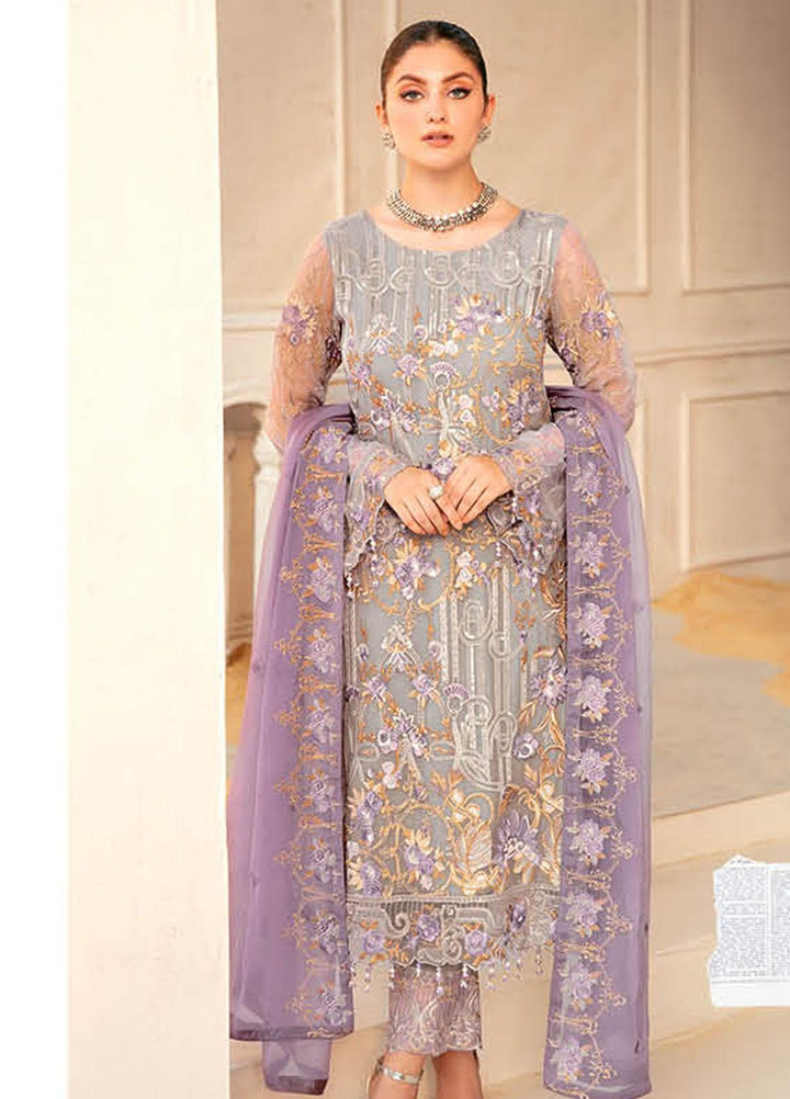 Ramsha Embroidered Chiffon Suits Unstitched 3 Piece RSH22C F-2210 - Luxury Collection