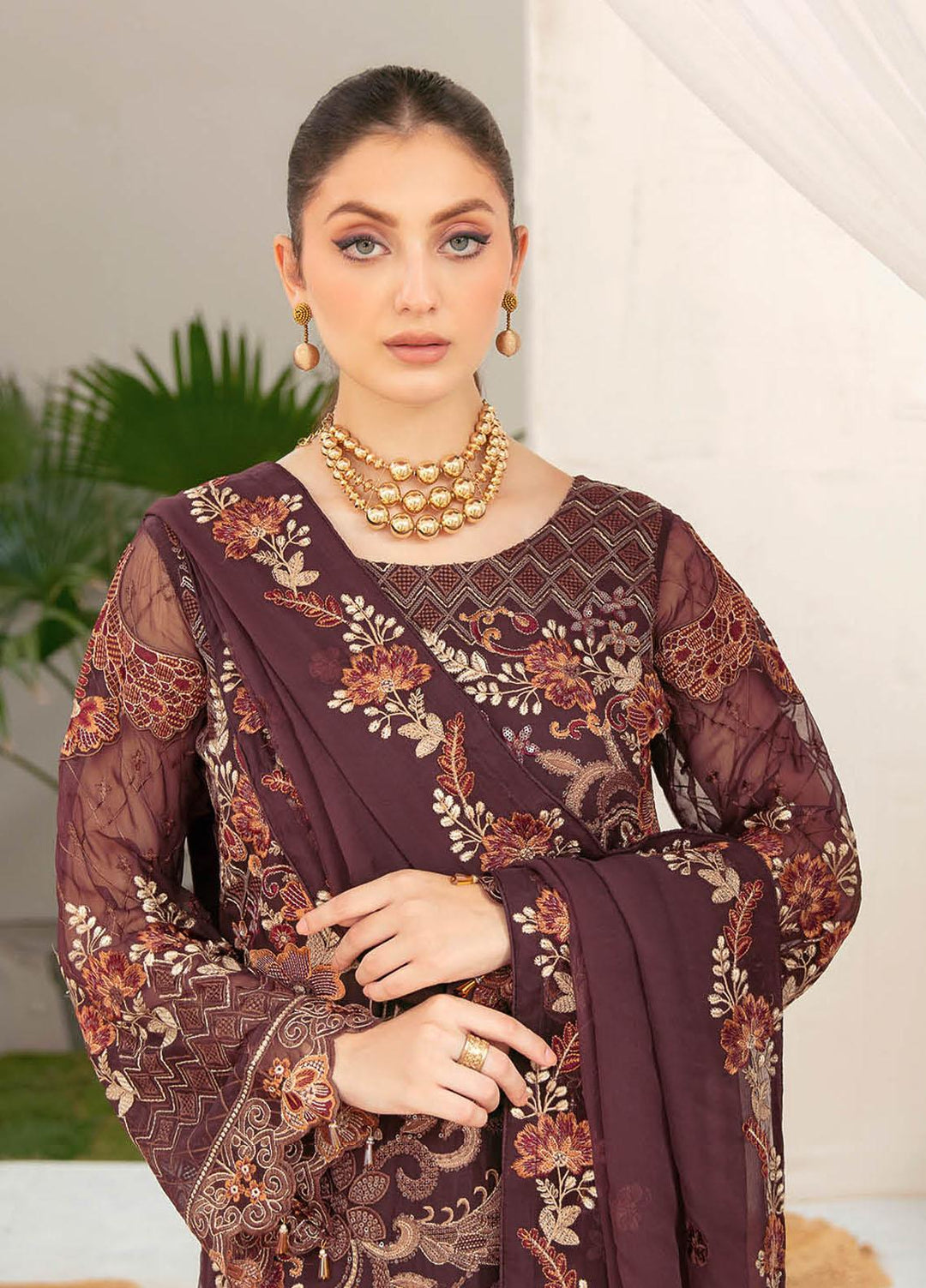 Ramsha Embroidered Chiffon Suits Unstitched 3 Piece RSH22C F-2211 - Luxury Collection