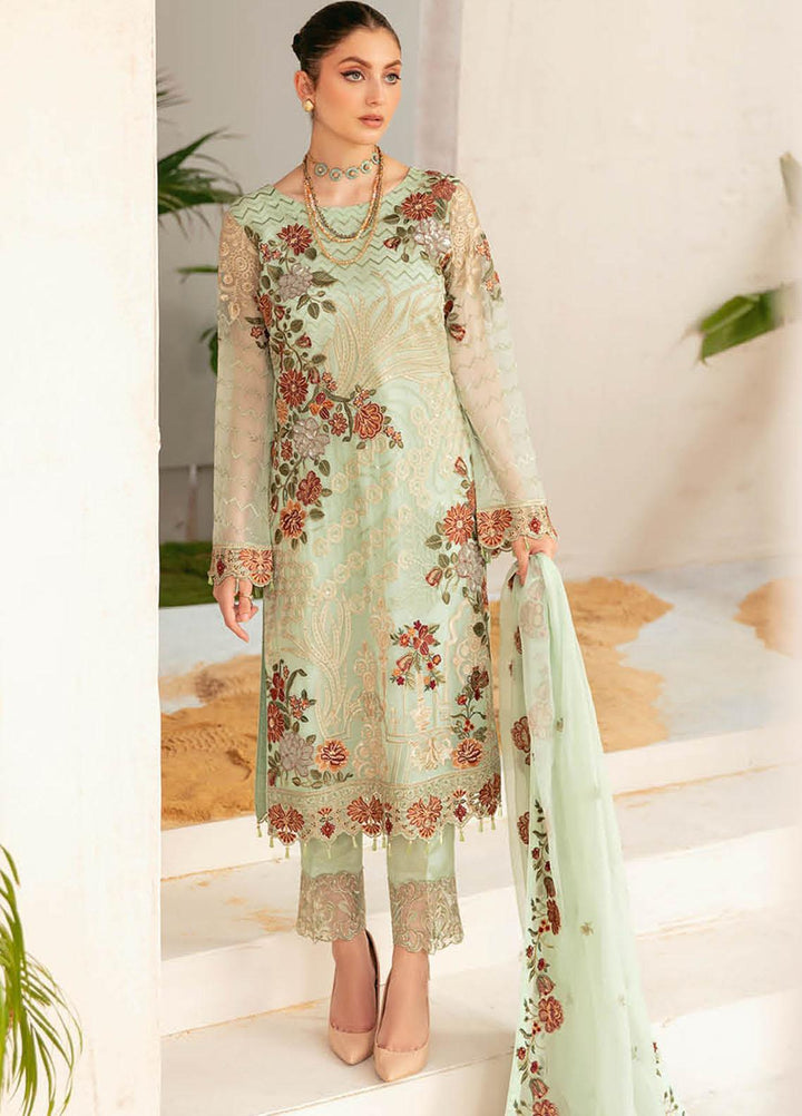 Ramsha Embroidered Chiffon Suits Unstitched 3 Piece RSH22C F-2212 - Luxury Collection