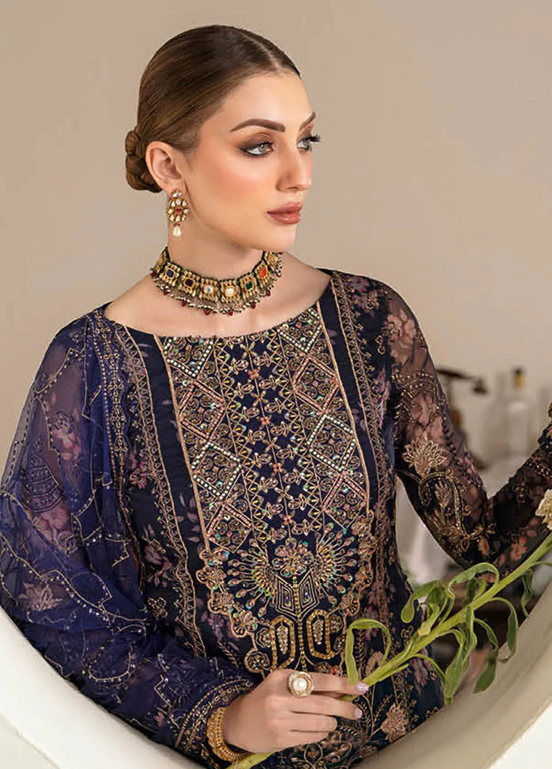 Ramsha Luxury Embroidered  Suit Unstitched 4 Piece RSH24L E-101 - Formals Collection