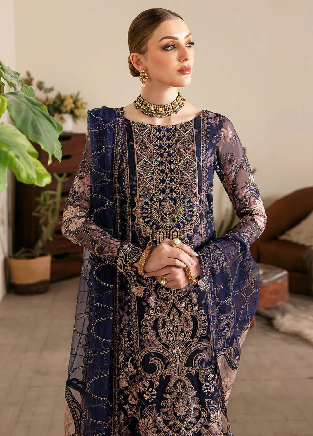 Ramsha Luxury Embroidered  Suit Unstitched 4 Piece RSH24L E-101 - Formals Collection