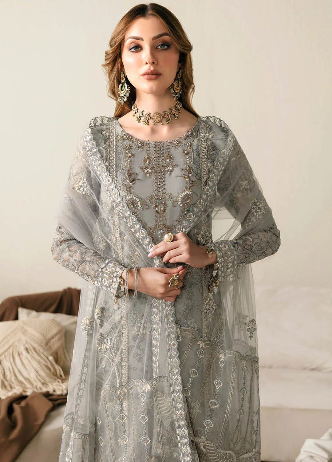 Ramsha Luxury Embroidered  Suit Unstitched 4 Piece RSH24L E-108 - Formals Collection