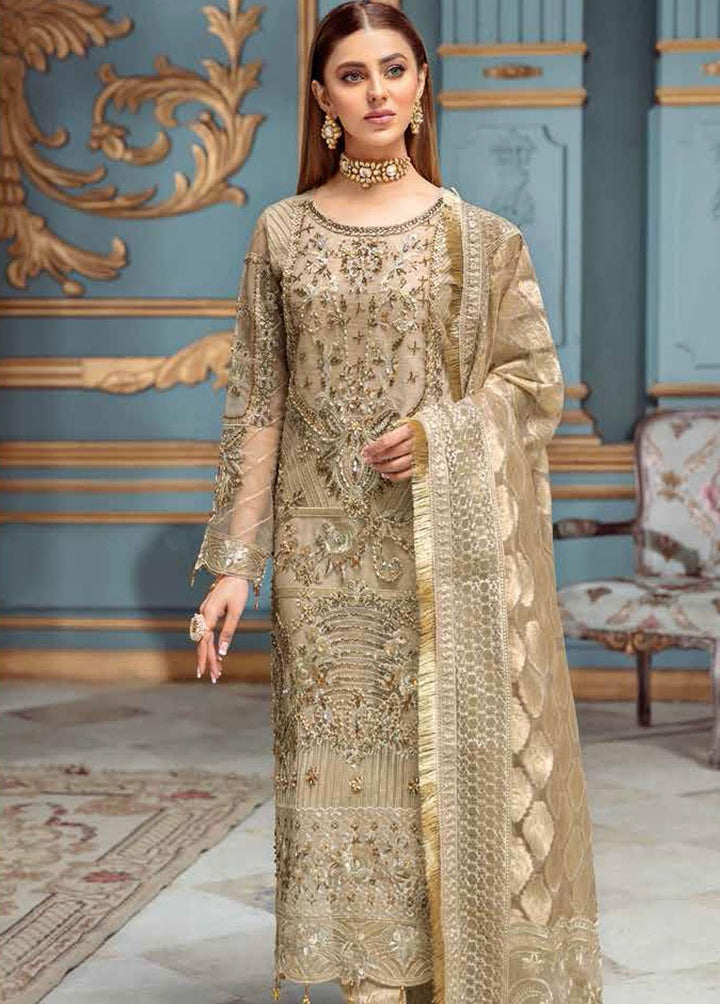 Ramsha Embroidered Net Suits Unstitched 3 Piece RSH22WD H-102 - Wedding Collection
