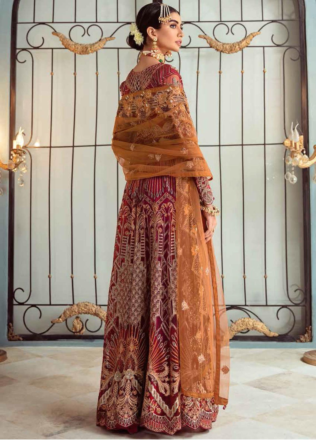 Ramsha Embroidered Net Suits Unstitched 3 Piece RSH22WD H-104 - Wedding Collection