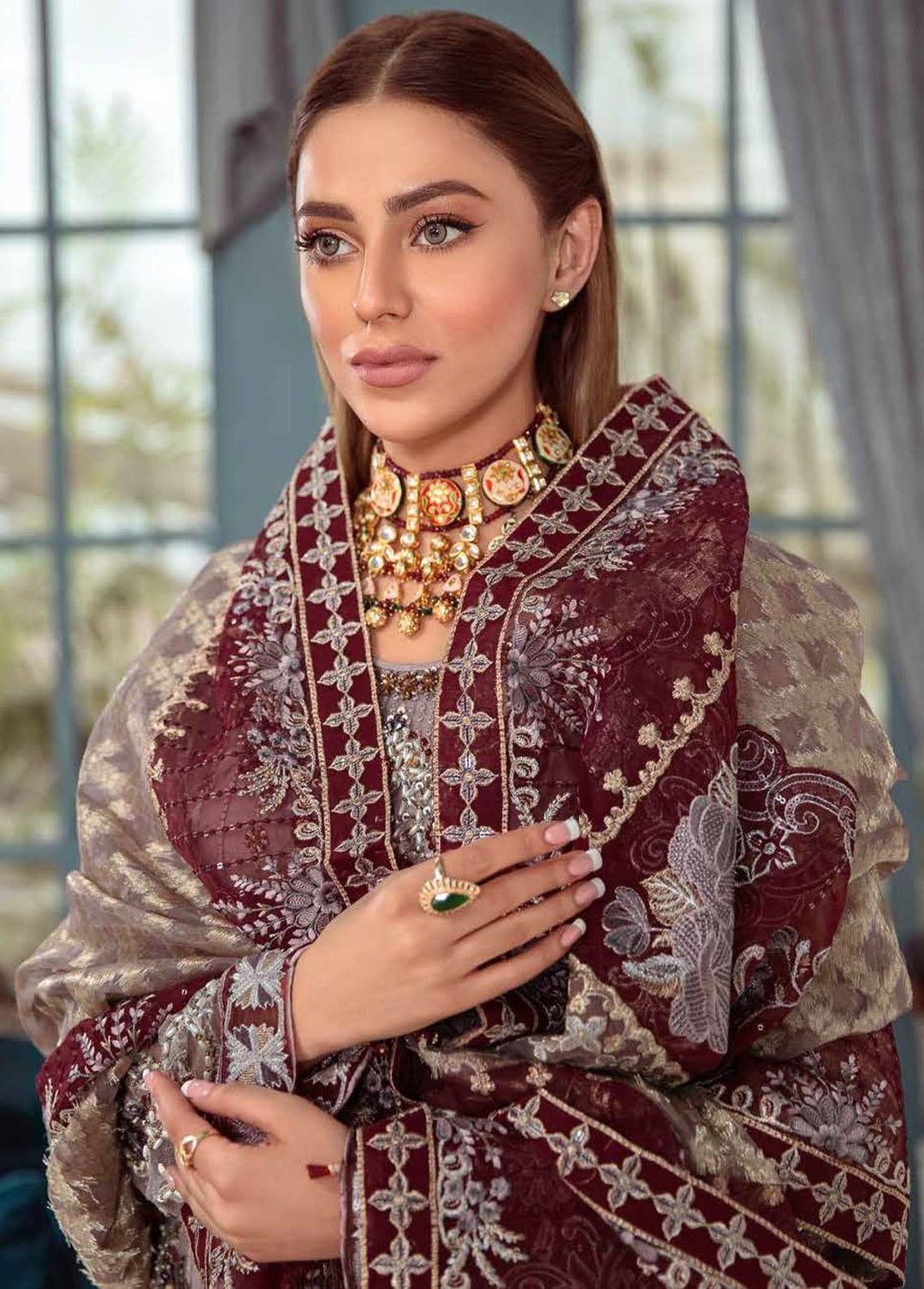 Ramsha Embroidered Net Suits Unstitched 3 Piece RSH22WD H-105 - Wedding Collection