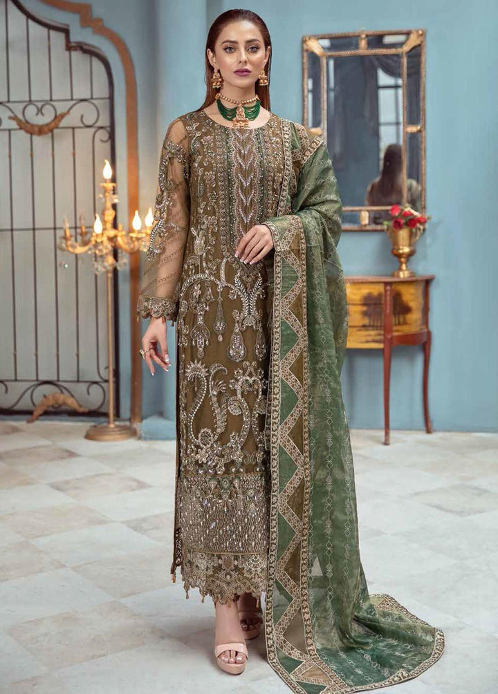 Ramsha Embroidered Net Suits Unstitched 3 Piece RSH22WD H-106 - Wedding Collection