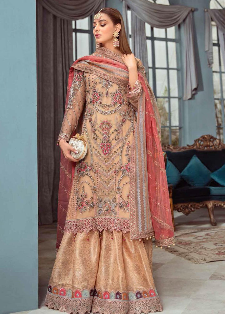 Ramsha Embroidered Net Suits Unstitched 3 Piece RSH22WD H-107 - Wedding Collection