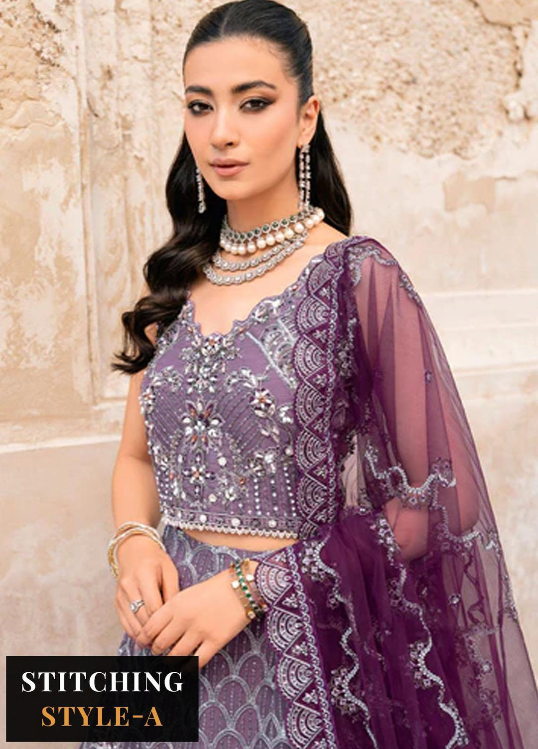 Ramsha Embroidered Net Suits Unstitched 4 Piece RSH23LW H-201 - Wedding Collection