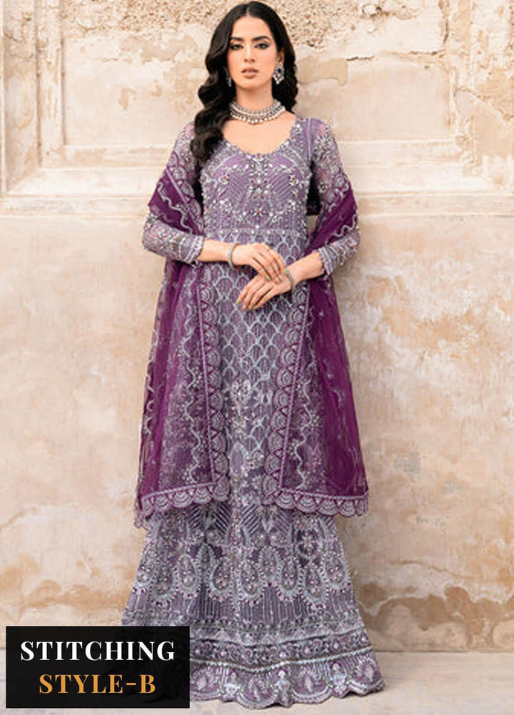 Ramsha Embroidered Net Suits Unstitched 4 Piece RSH23LW H-201 - Wedding Collection