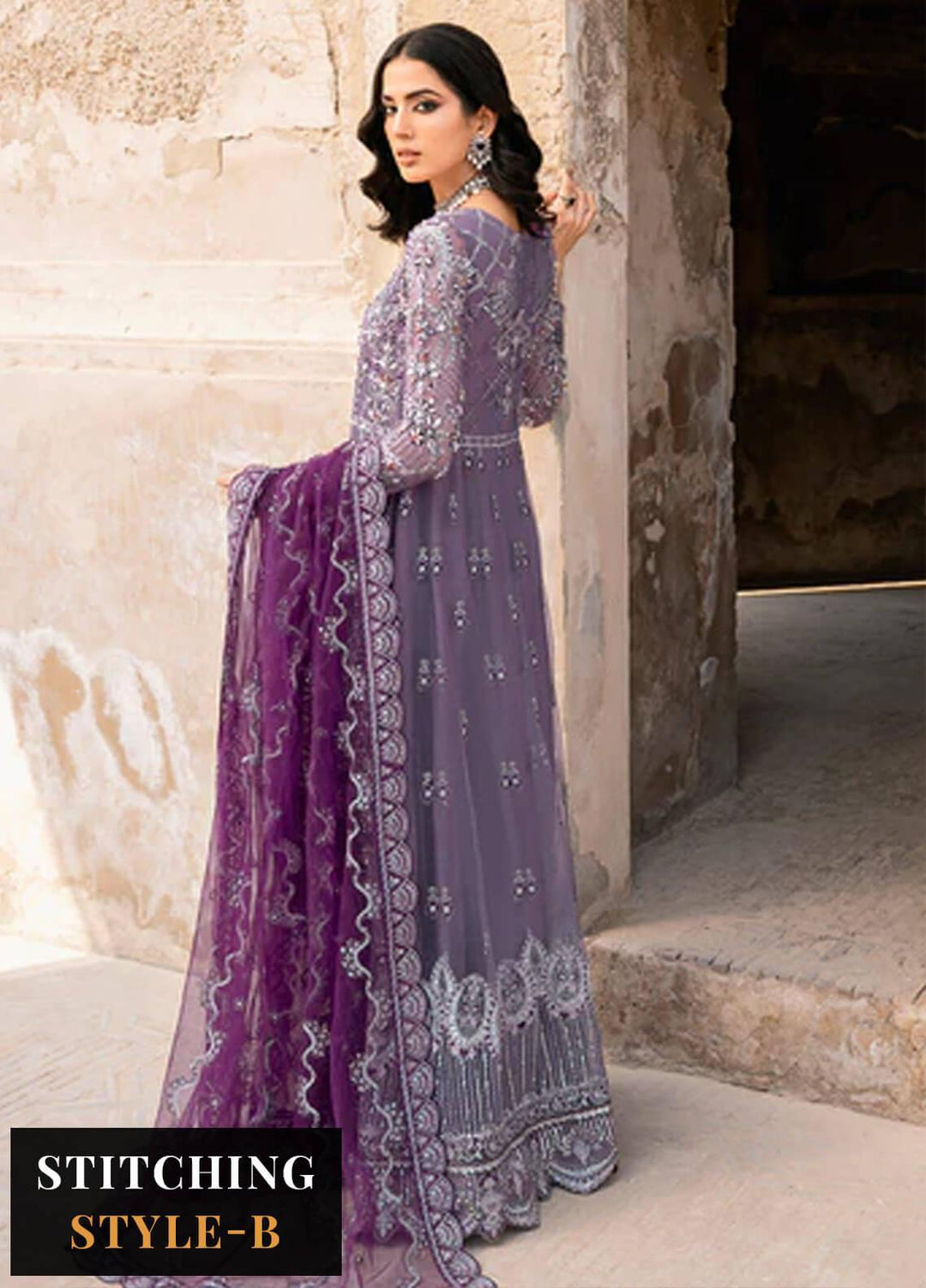 Ramsha Embroidered Net Suits Unstitched 4 Piece RSH23LW H-201 - Wedding Collection