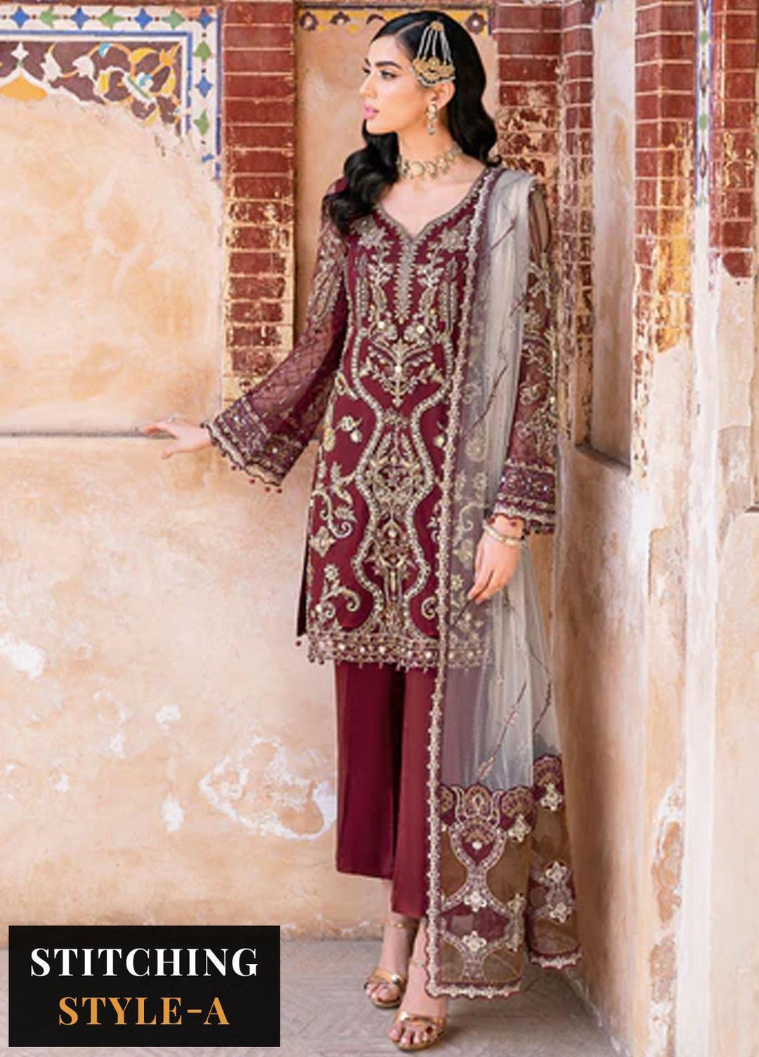 Ramsha Embroidered Net Suits Unstitched 4 Piece RSH23LW H-203 - Wedding Collection