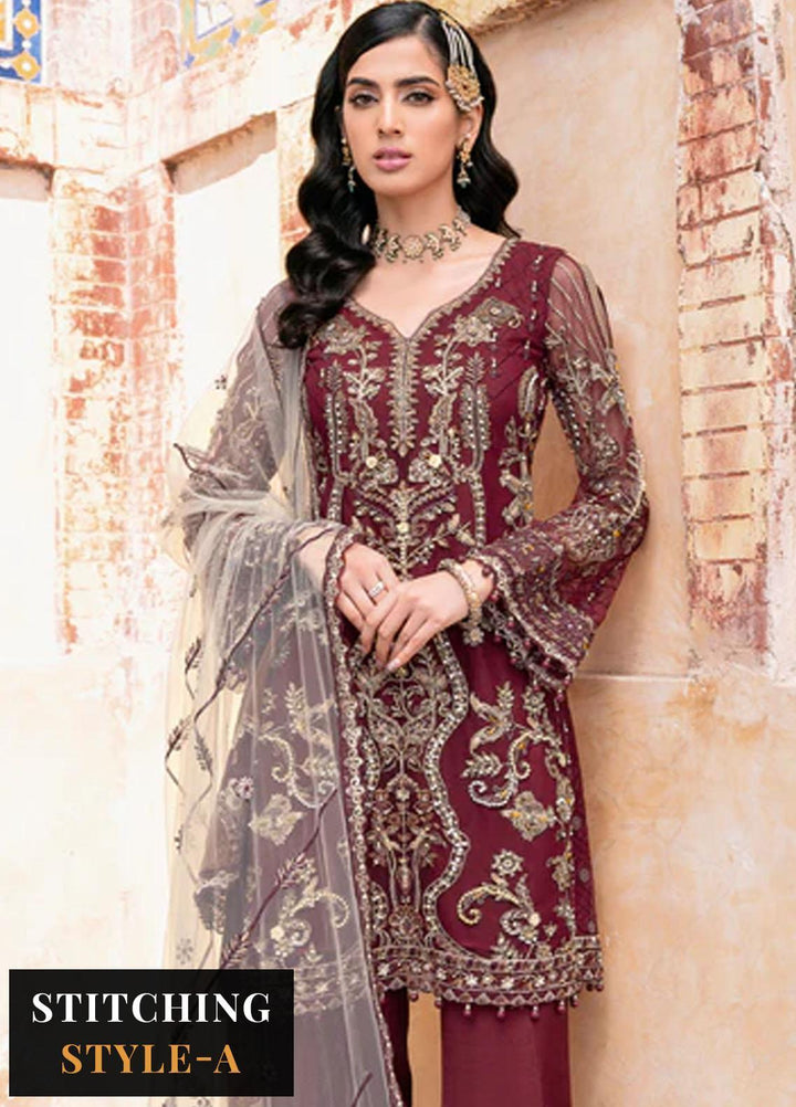 Ramsha Embroidered Net Suits Unstitched 4 Piece RSH23LW H-203 - Wedding Collection