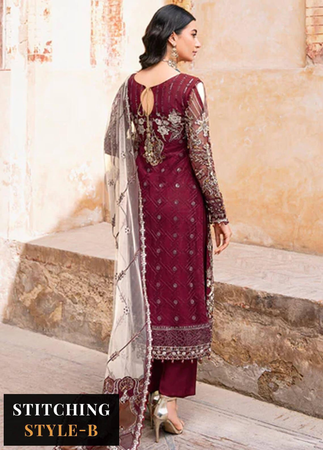 Ramsha Embroidered Net Suits Unstitched 4 Piece RSH23LW H-203 - Wedding Collection