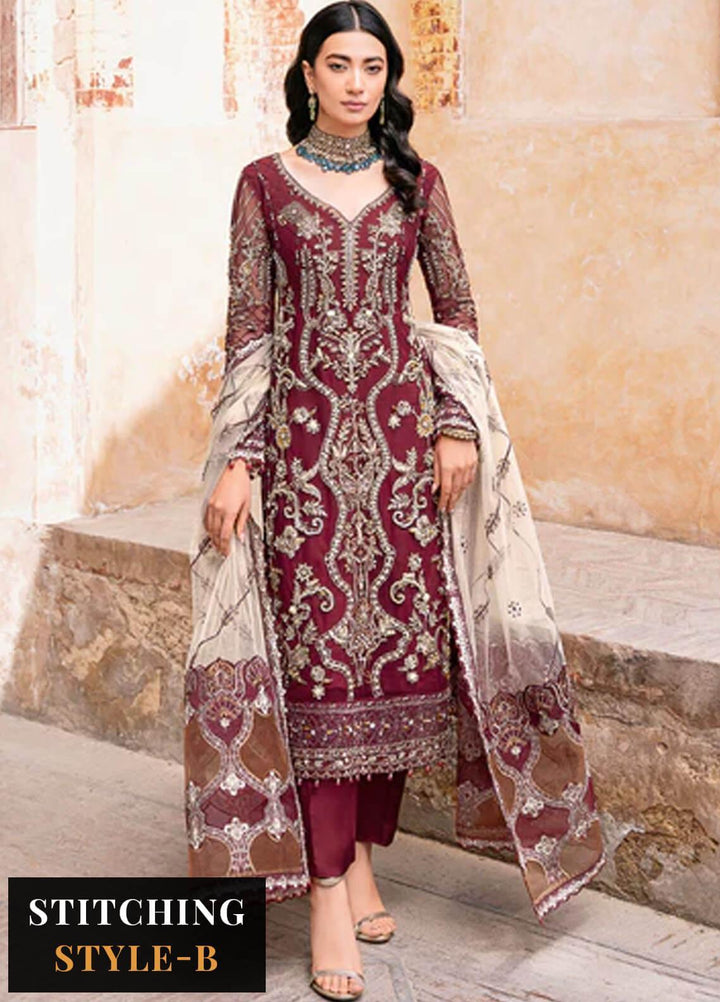 Ramsha Embroidered Net Suits Unstitched 4 Piece RSH23LW H-203 - Wedding Collection