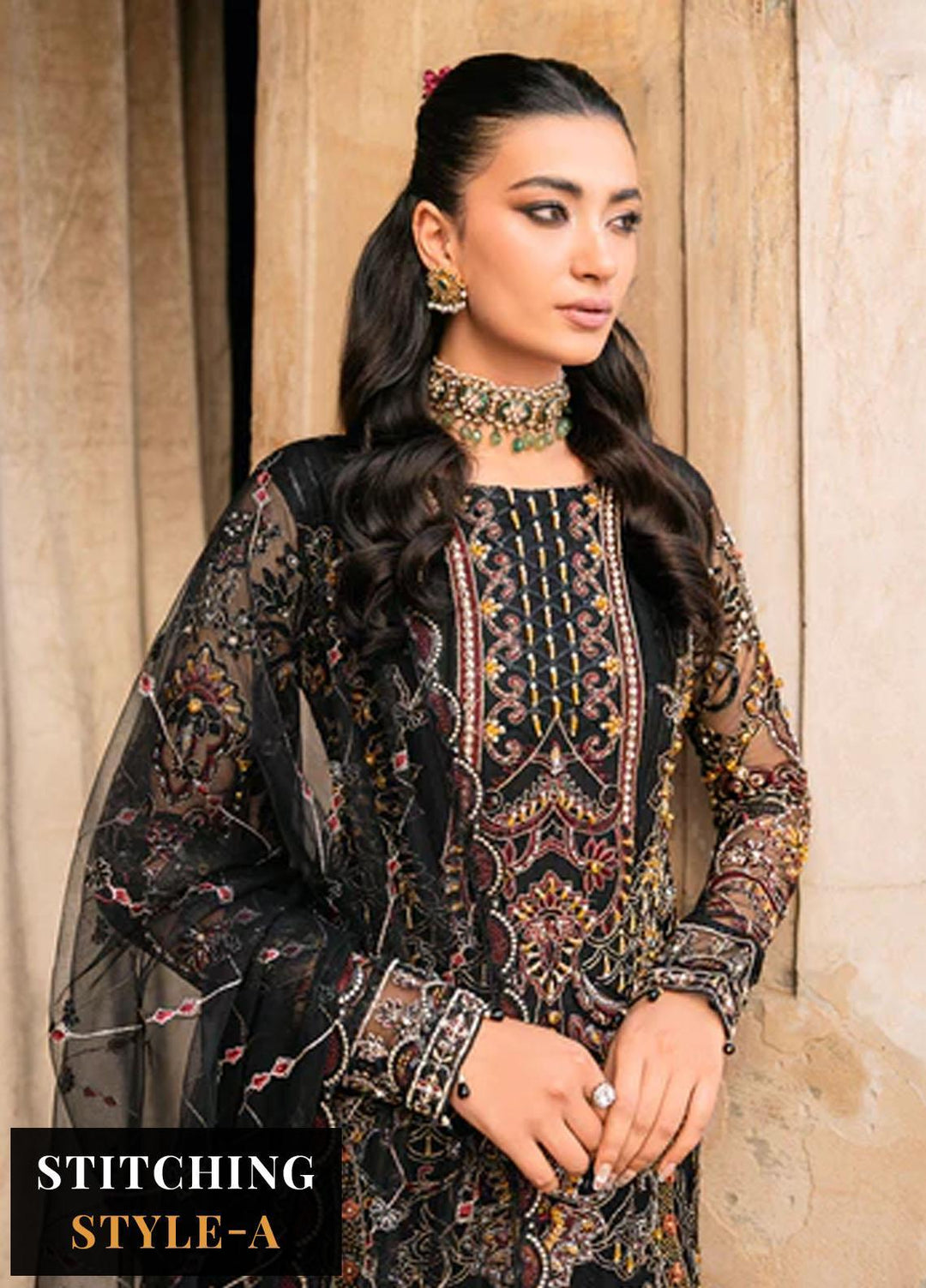 Ramsha Embroidered Net Suits Unstitched 4 Piece RSH23LW H-205 - Wedding Collection
