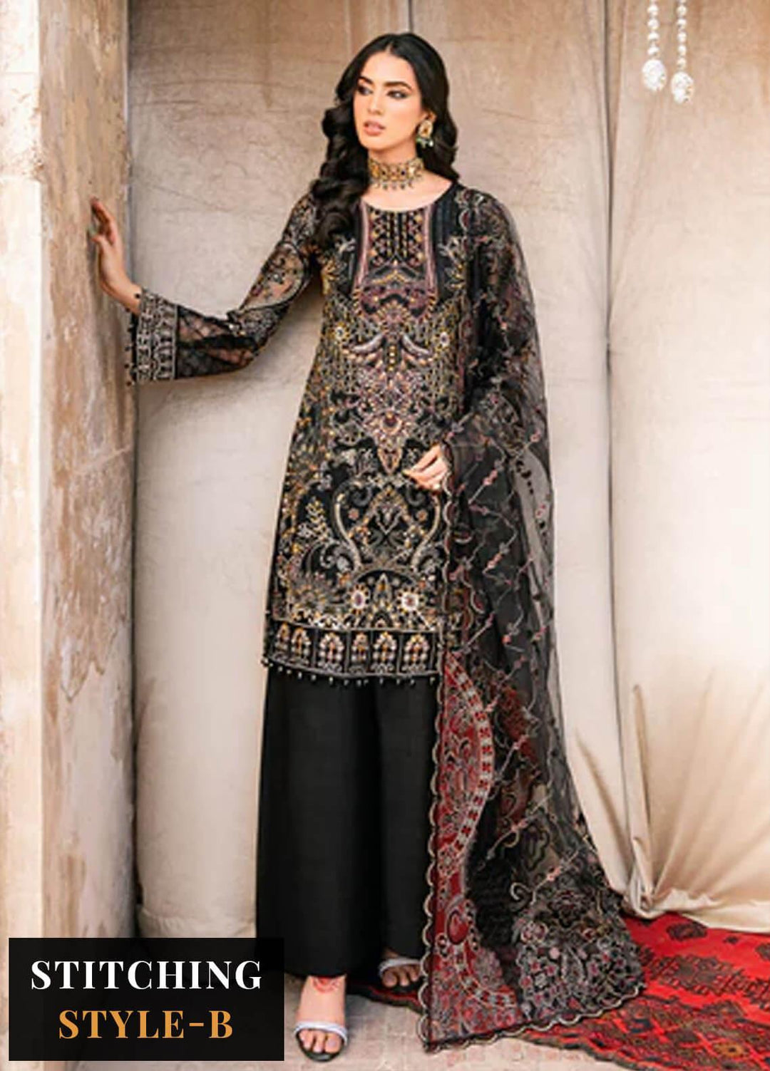 Ramsha Embroidered Net Suits Unstitched 4 Piece RSH23LW H-205 - Wedding Collection