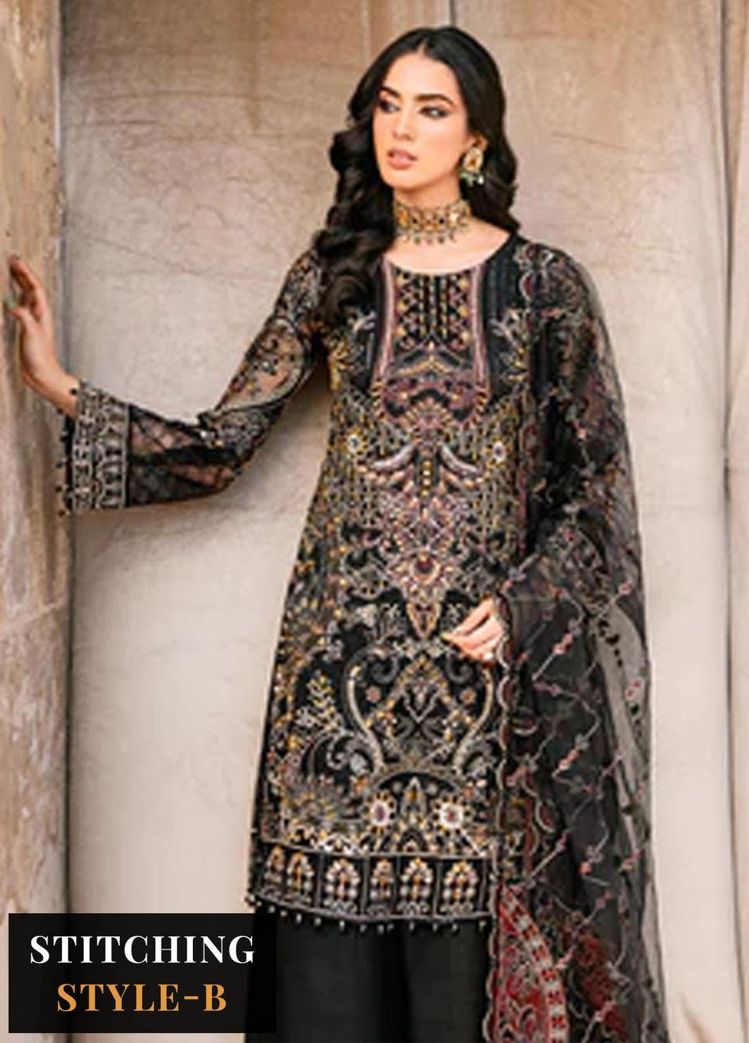 Ramsha Embroidered Net Suits Unstitched 4 Piece RSH23LW H-205 - Wedding Collection
