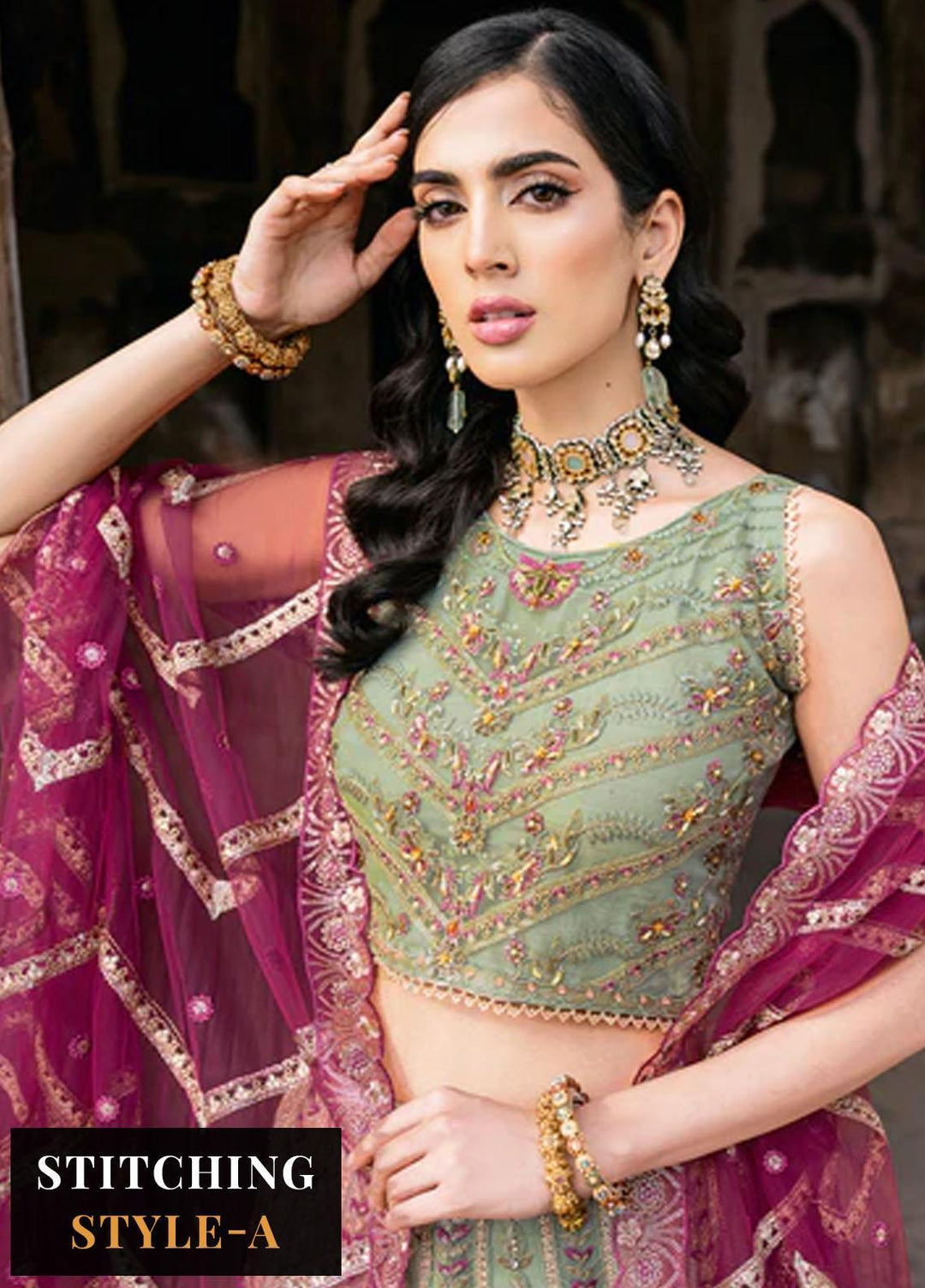 Ramsha Embroidered Net Suits Unstitched 4 Piece RSH23LW H-206 - Wedding Collection