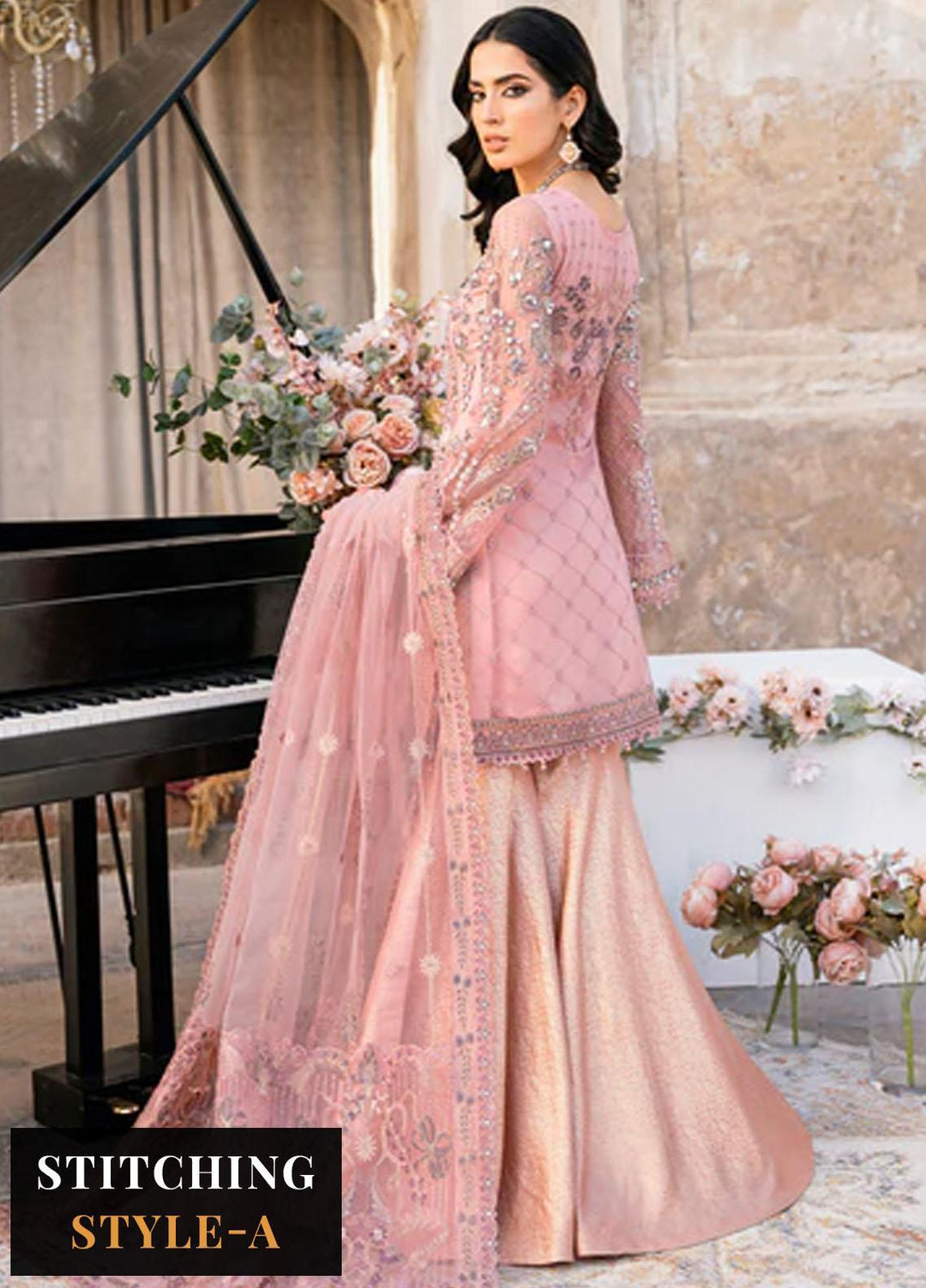 Ramsha Embroidered Net Suits Unstitched 4 Piece RSH23LW H-207 - Wedding Collection