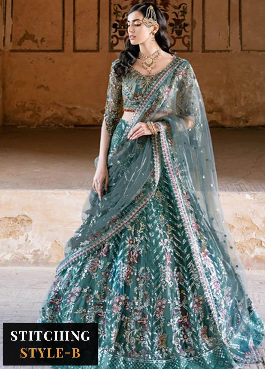 Ramsha Embroidered Net Suits Unstitched 4 Piece RSH23LW H-208 - Wedding Collection