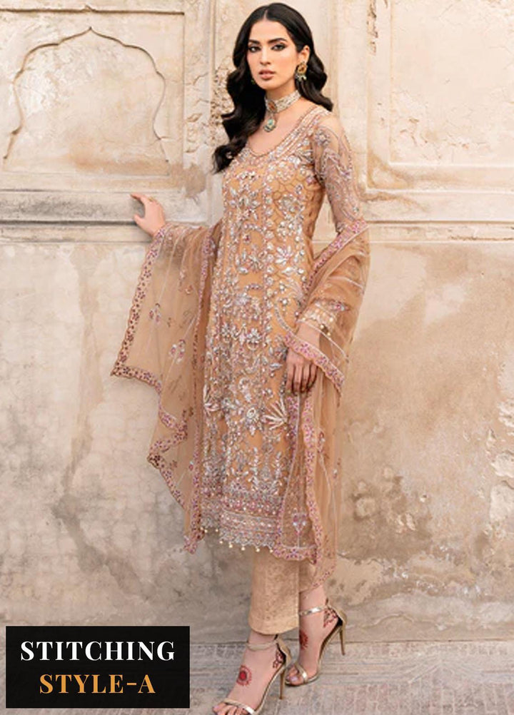 Ramsha Embroidered Net Suits Unstitched 4 Piece RSH23LW H-209 - Wedding Collection