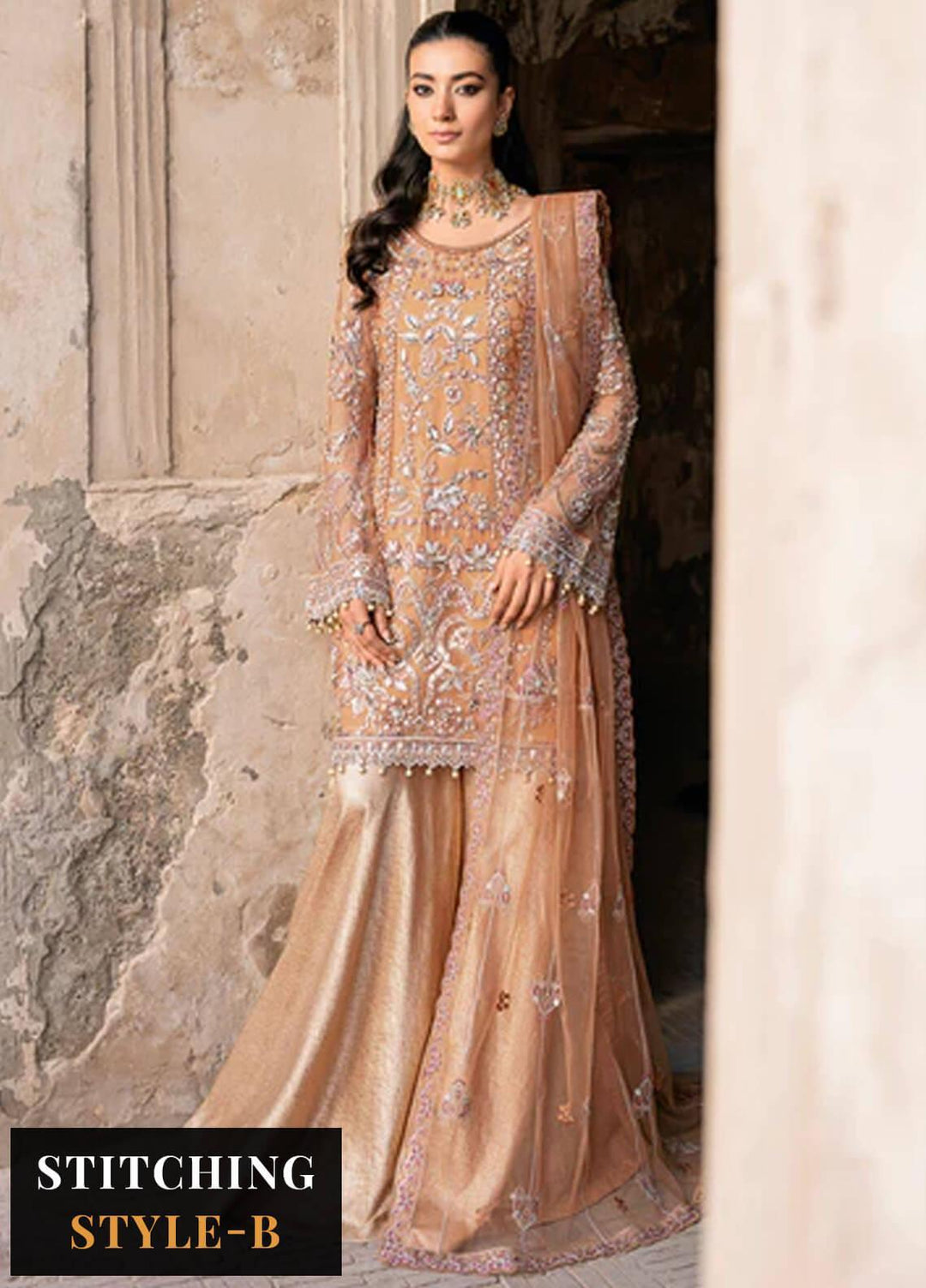 Ramsha Embroidered Net Suits Unstitched 4 Piece RSH23LW H-209 - Wedding Collection