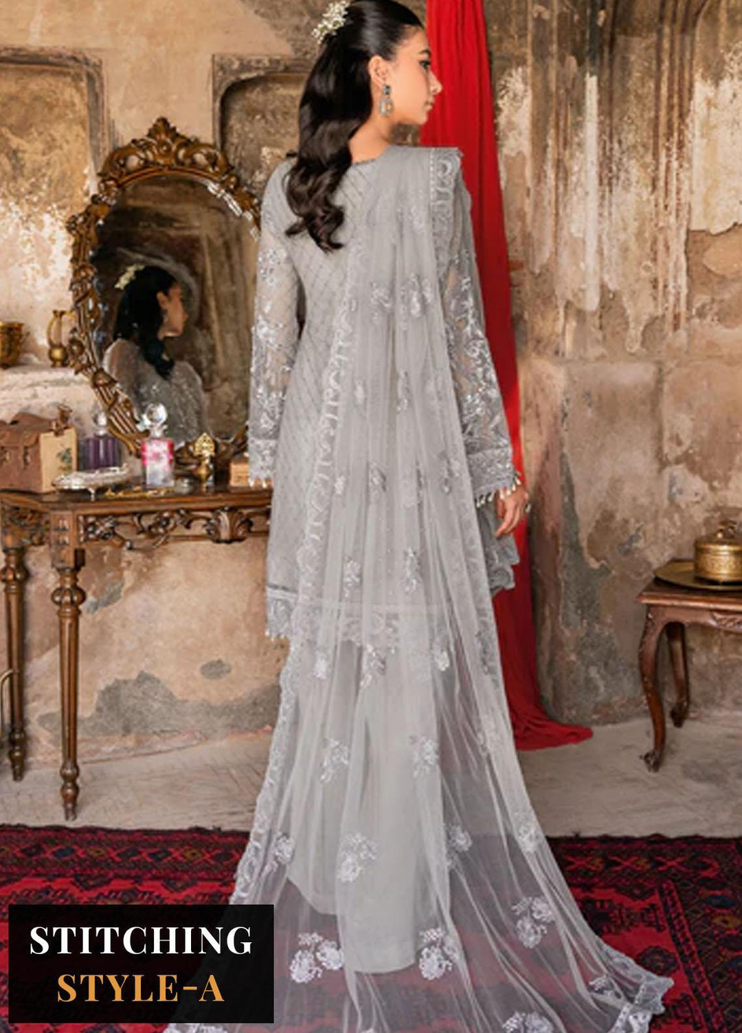 Ramsha Embroidered Net Suits Unstitched 4 Piece RSH23LW H-210 - Wedding Collection