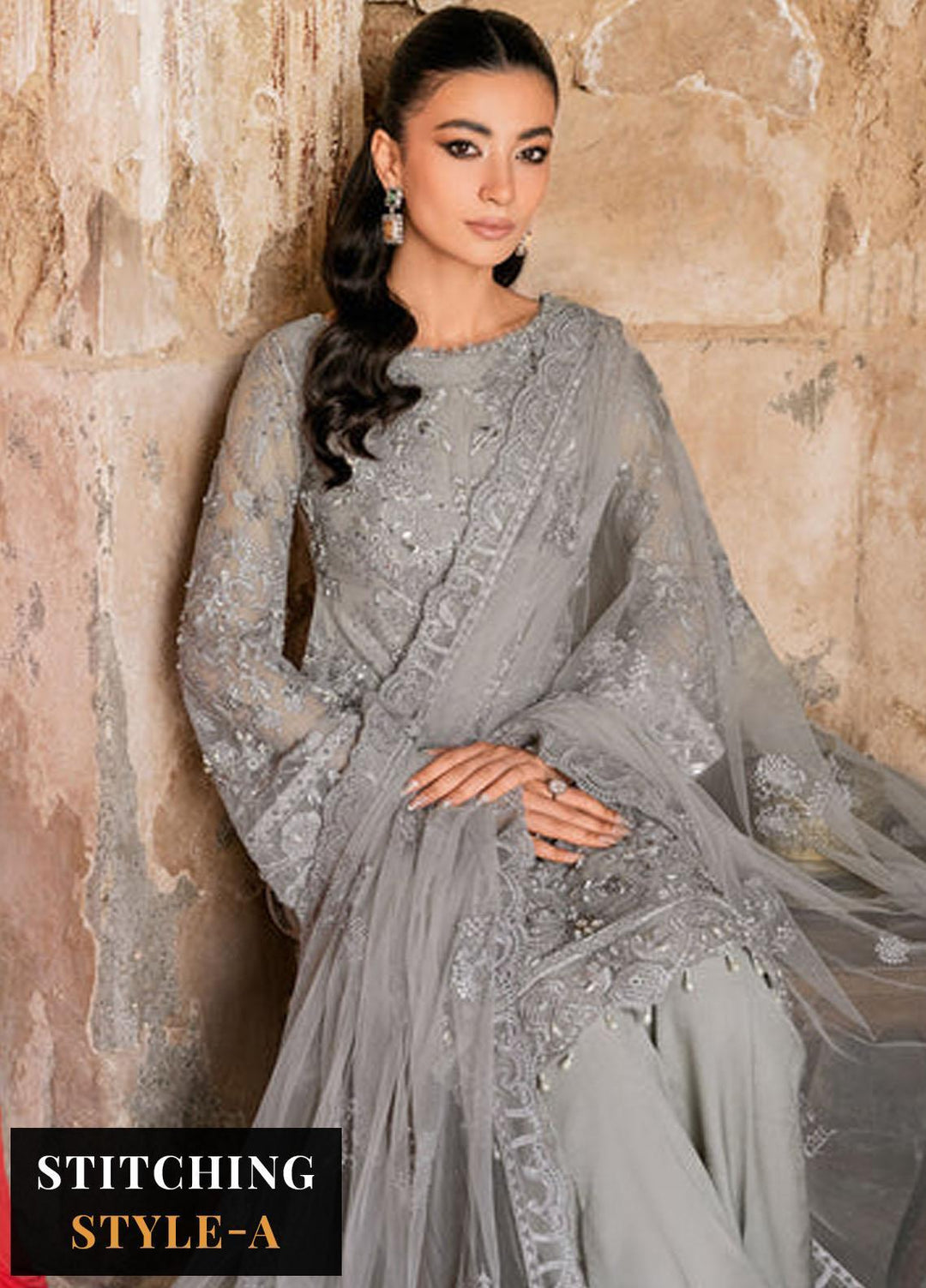 Ramsha Embroidered Net Suits Unstitched 4 Piece RSH23LW H-210 - Wedding Collection