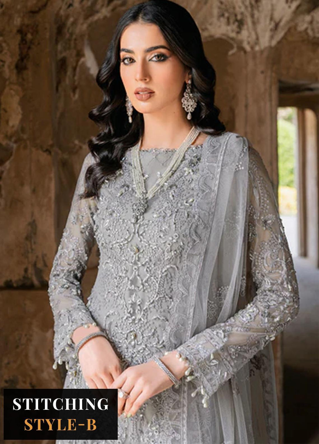Ramsha Embroidered Net Suits Unstitched 4 Piece RSH23LW H-210 - Wedding Collection