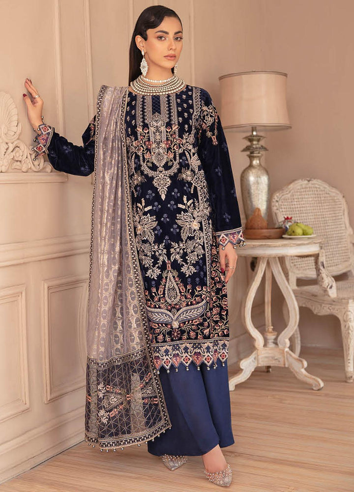 Ramsha Embroidered Velvet Suits Unstitched 3 Piece RSH22V5 V-501 - Winter Collection