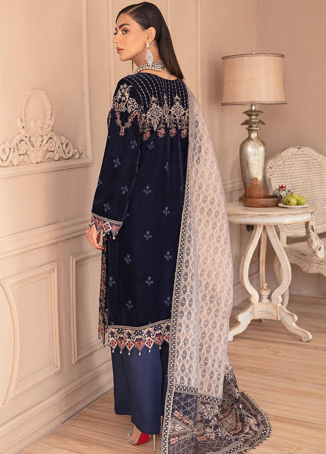 Ramsha Embroidered Velvet Suits Unstitched 3 Piece RSH22V5 V-501 - Winter Collection