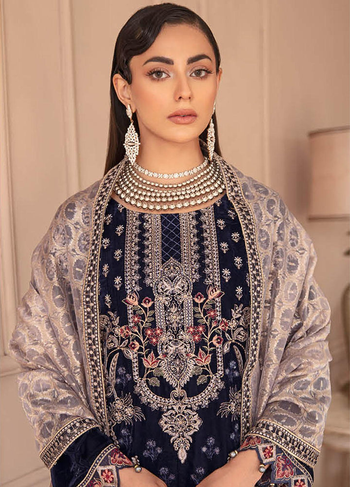 Ramsha Embroidered Velvet Suits Unstitched 3 Piece RSH22V5 V-501 - Winter Collection